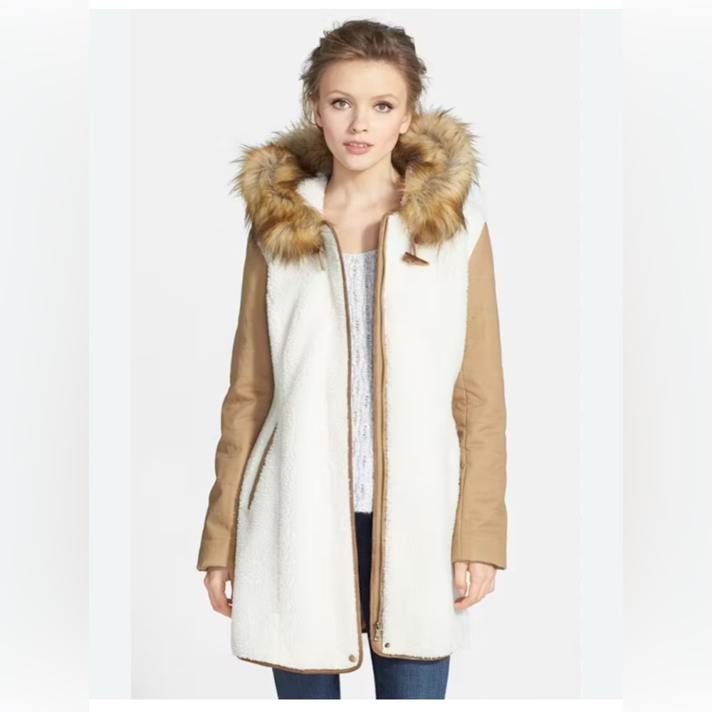 Kristen Blake studio faux fur Sherpa mixed media parka (Large)